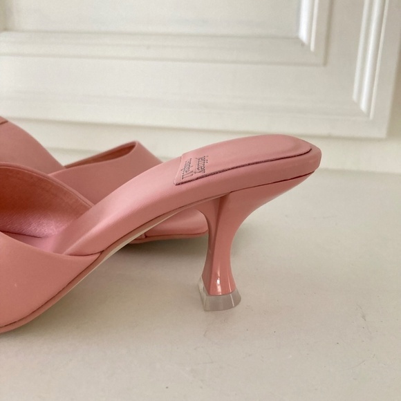 NWOT Jeffery Campbell Anthropologie Square Toe Pink Leather Mule Heels - Picture 3 of 8